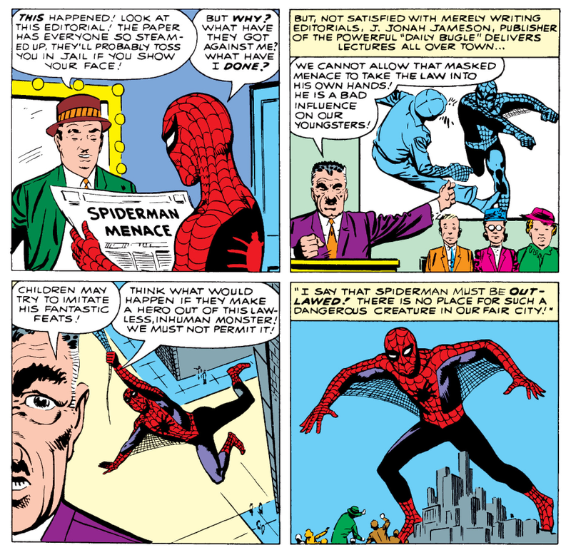 Spider-Man learning about his media reputation.